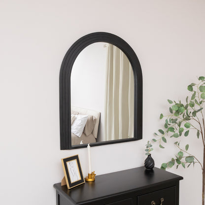 Large Black Arched Wall Mirror - 90cm x 77cm