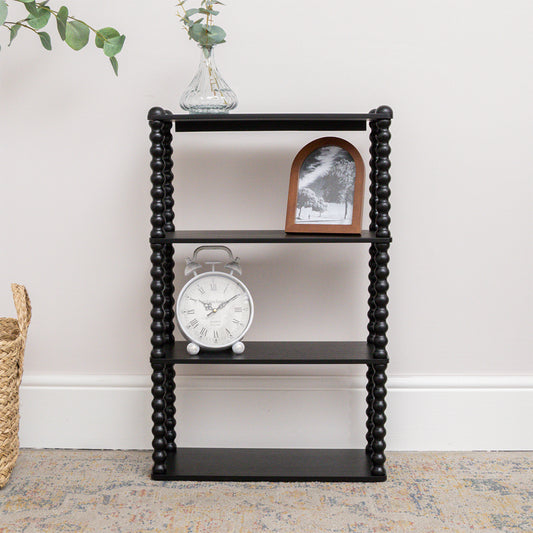  Black Wooden Bobble Framed 3 Tier Shelf 