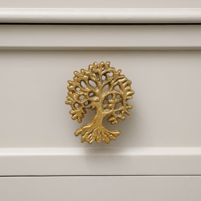 Antique Gold Oak Tree Drawer Knob