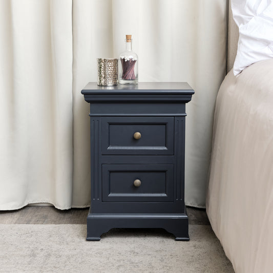  Black Two Drawer Bedside Table - Daventry Black Range 