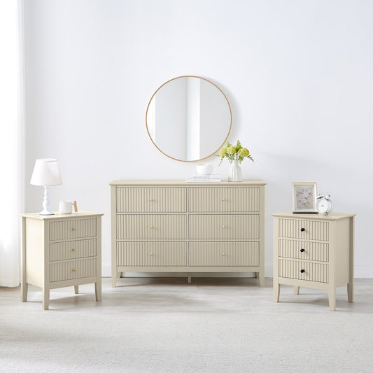  Large Chest of Drawers and Pair of Bedside Tables - Hales Taupe Range 
