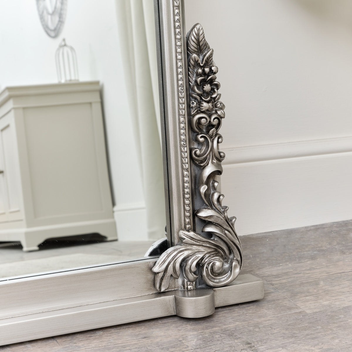 Extra Large Arch Antique Silver Ornate Overmantle Mirror - 152cm x 128cm