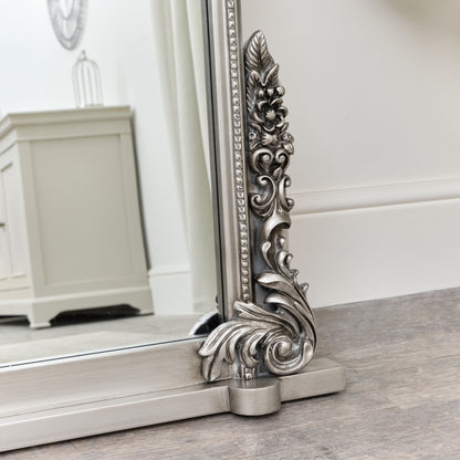 Extra Large Arch Antique Silver Ornate Overmantle Mirror - 152cm x 128cm