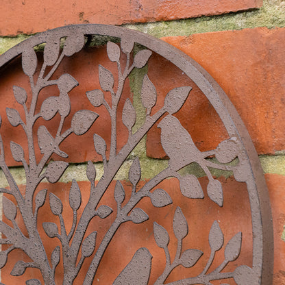 Galvanised Rust Tree Detail Garden Wall Art - 30cm