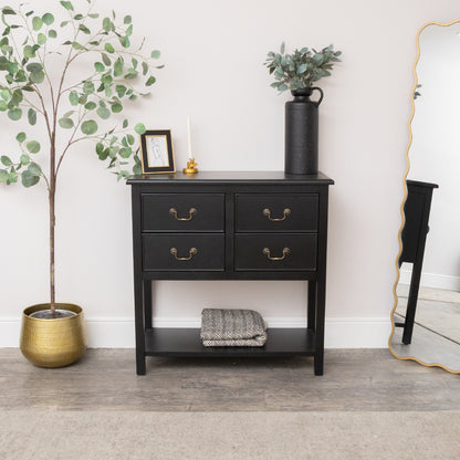 Black 4 Drawer Large Chest/Console Table with Shelf - Briggs Range
