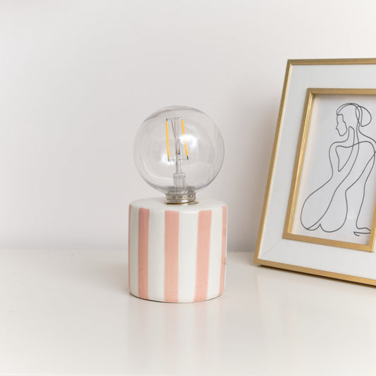  Pink Cabana Stripe LED Desk Lamp 18cm 