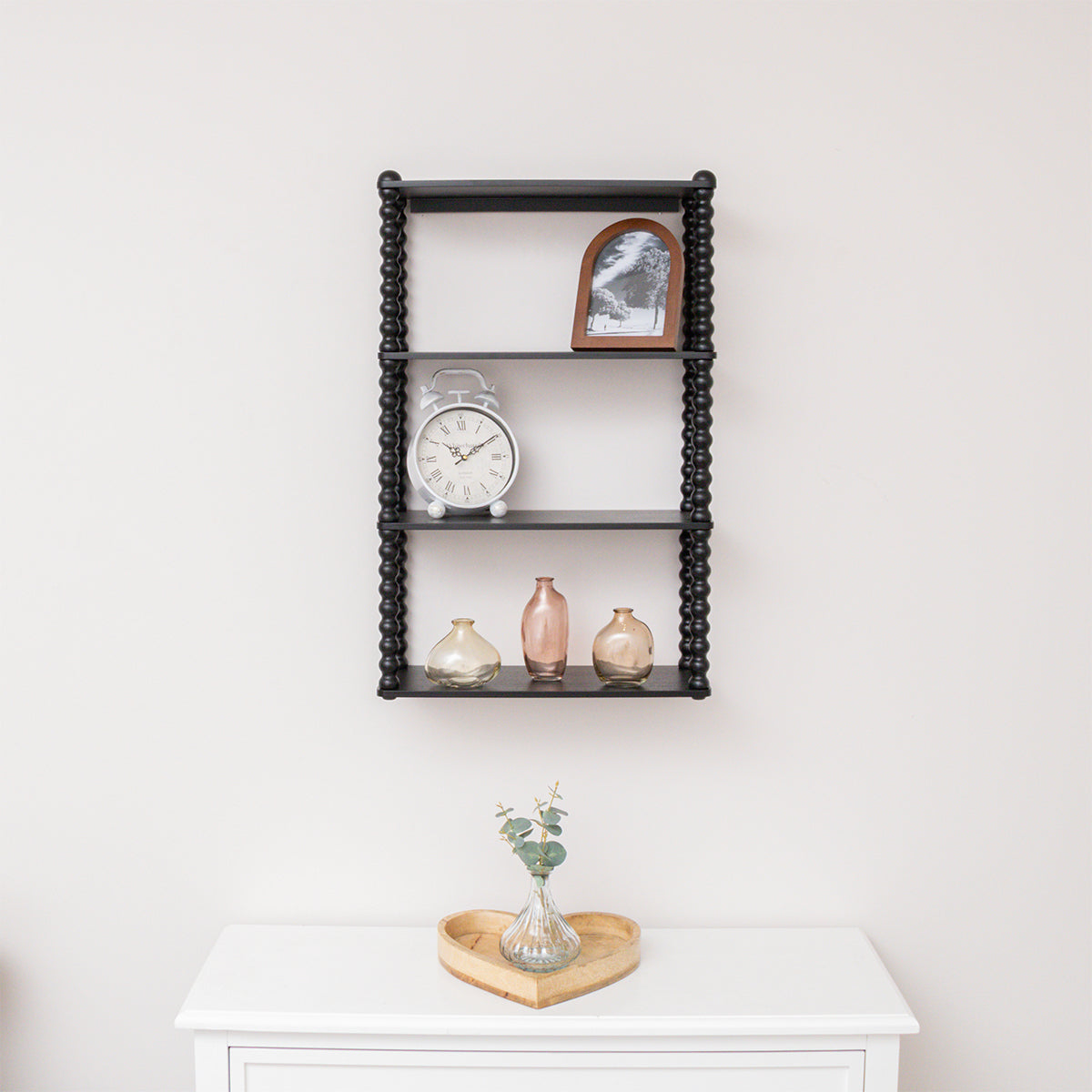 Black Wooden Bobble Framed 3 Tier Shelf
