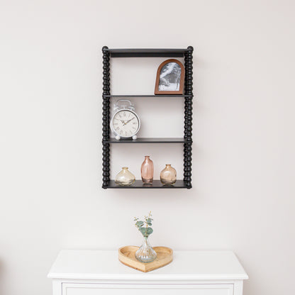 Black Wooden Bobble Framed 3 Tier Shelf