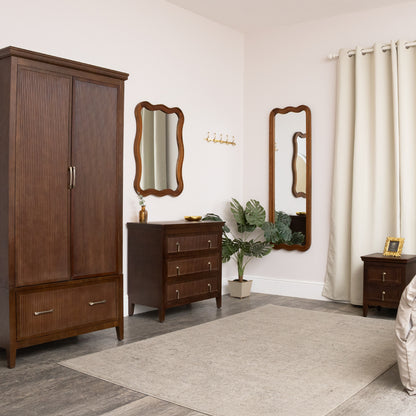 Large Natural Wood Wavy Edge Wall Mounted Mirror - 60cm x 80cm
