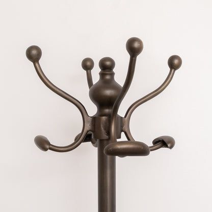 Tall Dark Metal Coat Rack with 8 Storage Hooks