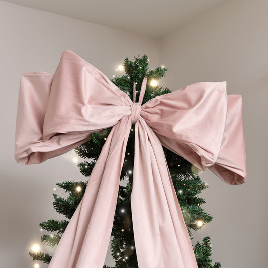  Extra Large Blush Pink Velvet Christmas Bow - 70cm x 140cm 