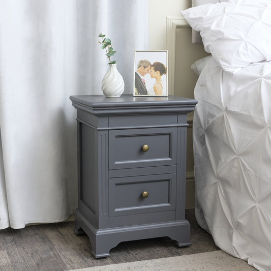  Midnight Grey Two Drawer Bedside Table - Daventry Midnight Grey Range 