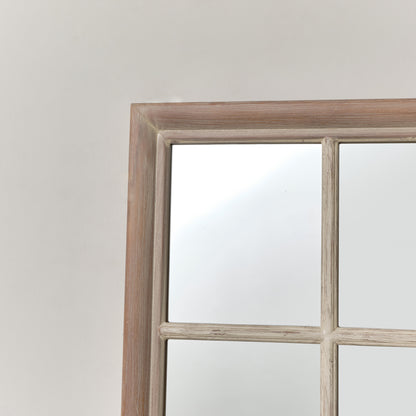 Rustic Wooden Window Wall Mirror 80cm x 50cm