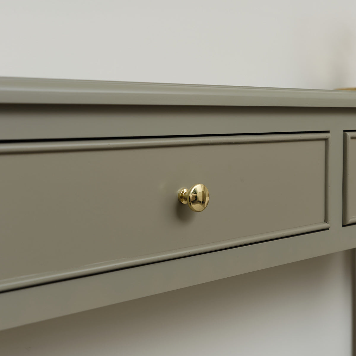 Taupe Grey 2 Drawer Console Table with Shelf Storage