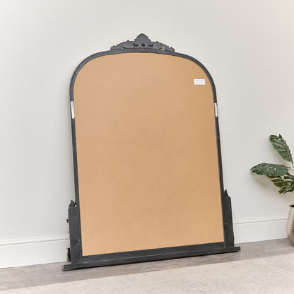 Extra Large Arch Antique Silver Ornate Overmantle Mirror - 152cm x 128cm