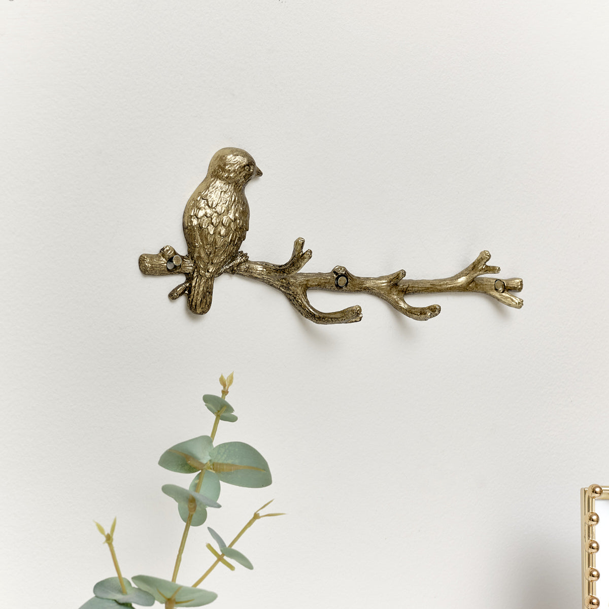 Gold Bird Tree Branch Wall Hook