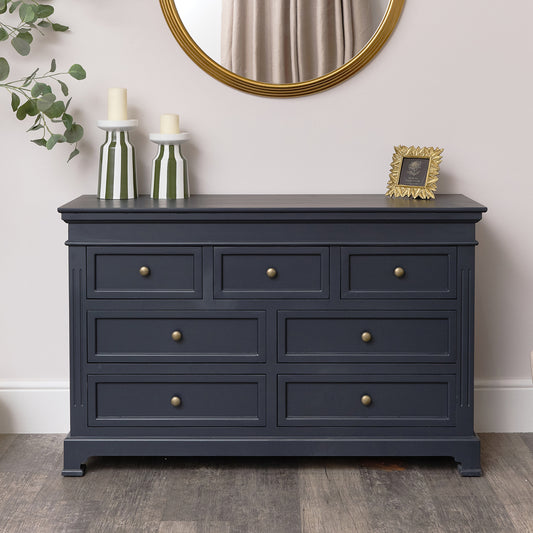  Large Navy Black 7 Drawer Chest of Drawers - Daventry Navy Black Range 