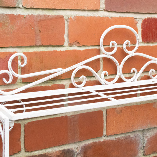  Distressed White Metal Three Tier Plant Theatre Stand 