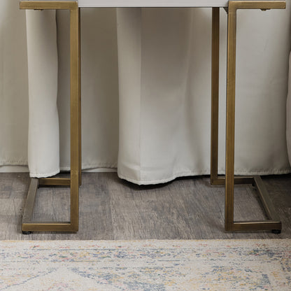 Rectangular Metal White and Gold Framed Side Table