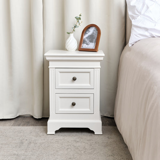  Ivory Two Drawer Bedside Table - Daventry Ivory Range 