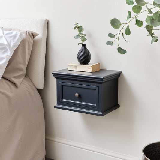  Black Wall Mounted Bedside Table - Daventry Black Range 