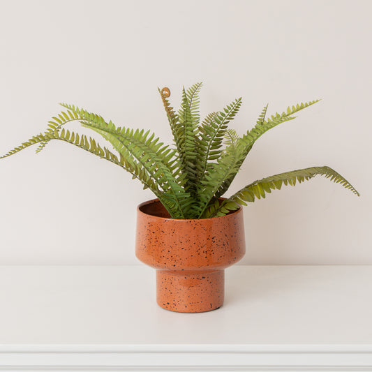  Medium Orange Rust Speckled Iron Planter Pot - 18cm x 16cm 