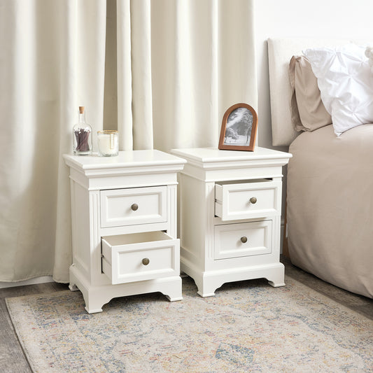  Pair of Ivory Two Drawer Bedside Tables - Daventry Ivory Range 