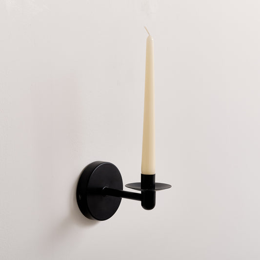  Round Black Metal Candle Wall Sconce 