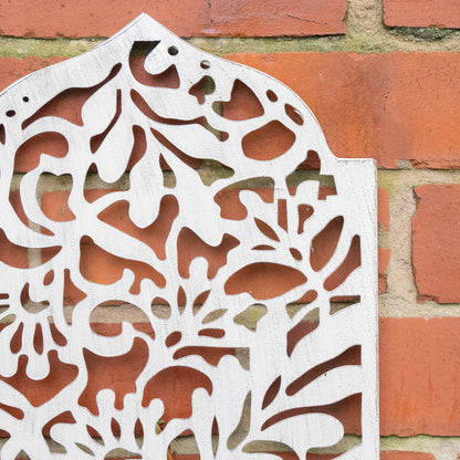 Distressed White Garden Wall Art Plaque - 30cm x 81cm