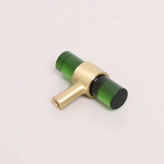  Gold & Green Acrylic T-Bar Shaped Drawer Handle 