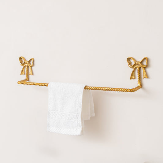  Metallic Gold Metal Bow Towel Rail 
