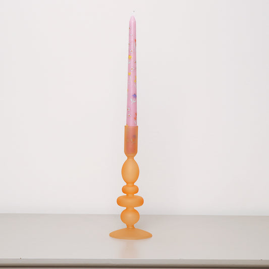  Rust Orange Frosted Glass Candle Holder - 20.5cm 