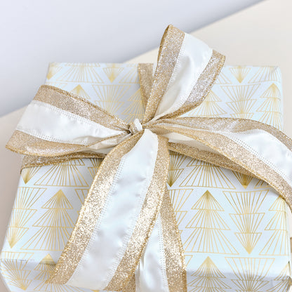 Large Pink & Gold Iridescent Wired Ribbon Garland - 270cm