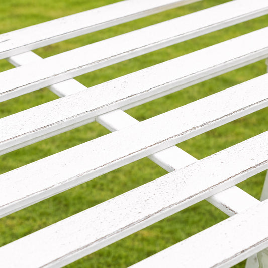  Round Distressed White Garden Side Table - 50cm x 50.5cm 