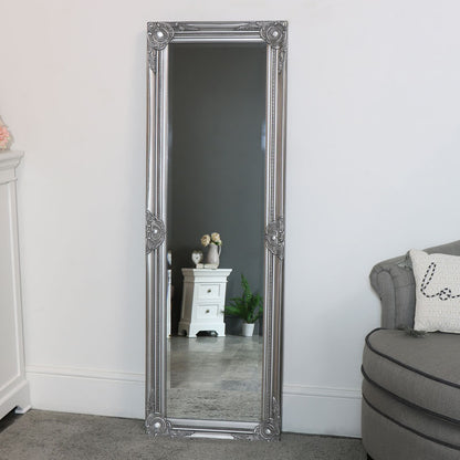 Tall Silver Mirror with Bevelled Glass - 47cm x 142cm
