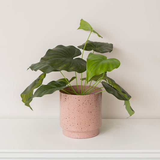  Large Pink Speckled Iron Planter Pot - 20cm x 20cm 