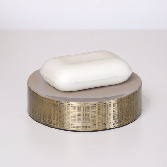  Brass Gold Textured Metal Round Soap Dish 