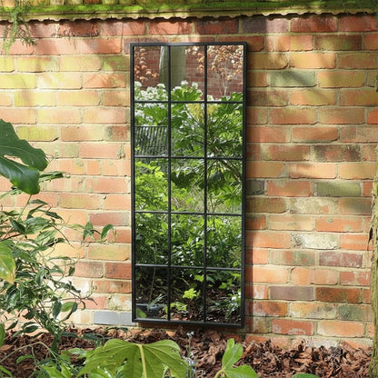 Extra Large Matt Black Window Mirror 144cm x 59cm