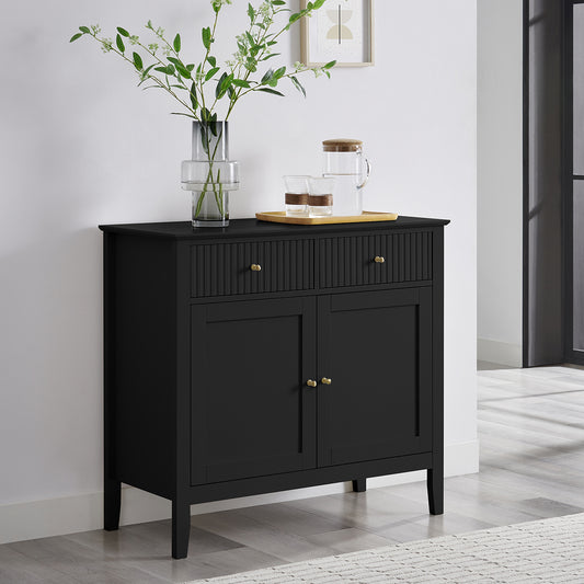  Black Two Door Two Drawer Sideboard - Hales Black Range 