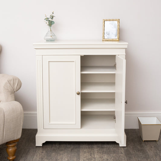  Slimline Two Door Shoe Cabinet With 3 Shelves - Daventry Ivory Range 