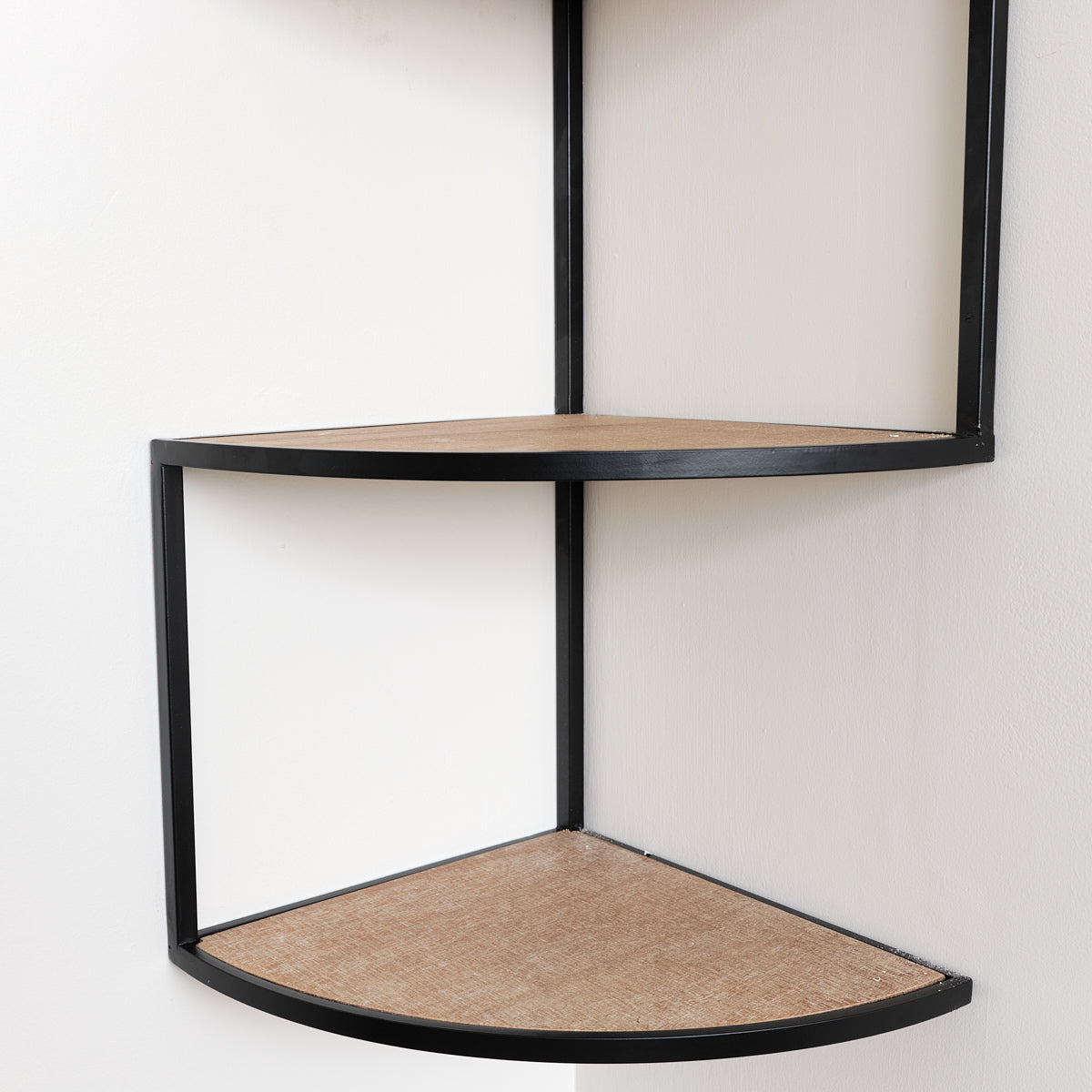 Black & Wooden 4 Tier Corner Wall Shelf