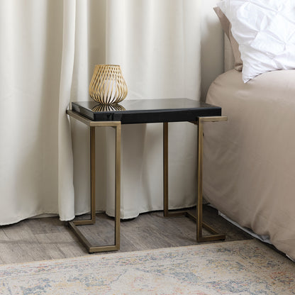 Rectangular Metal Black and Gold Framed Side Table