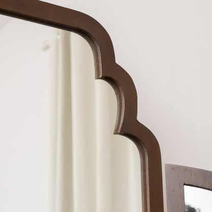 Dark Brown Wooden Arched Dressing Table Mirror - Georgian Range