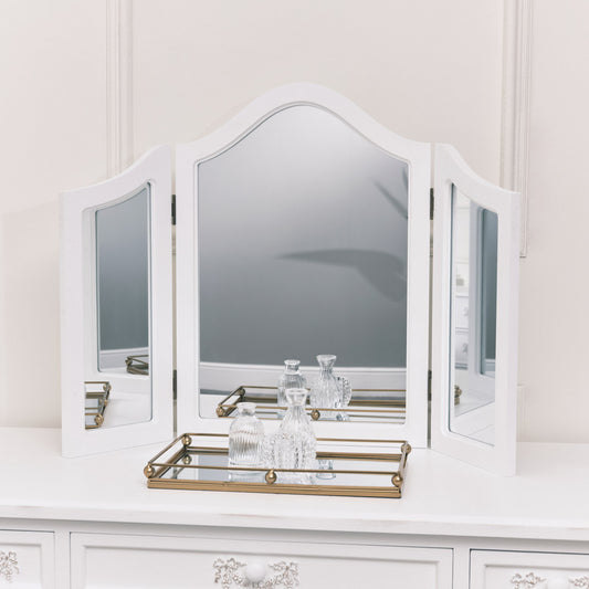  Antique White Triple Dressing Table Mirror - Pays Blanc Range 
