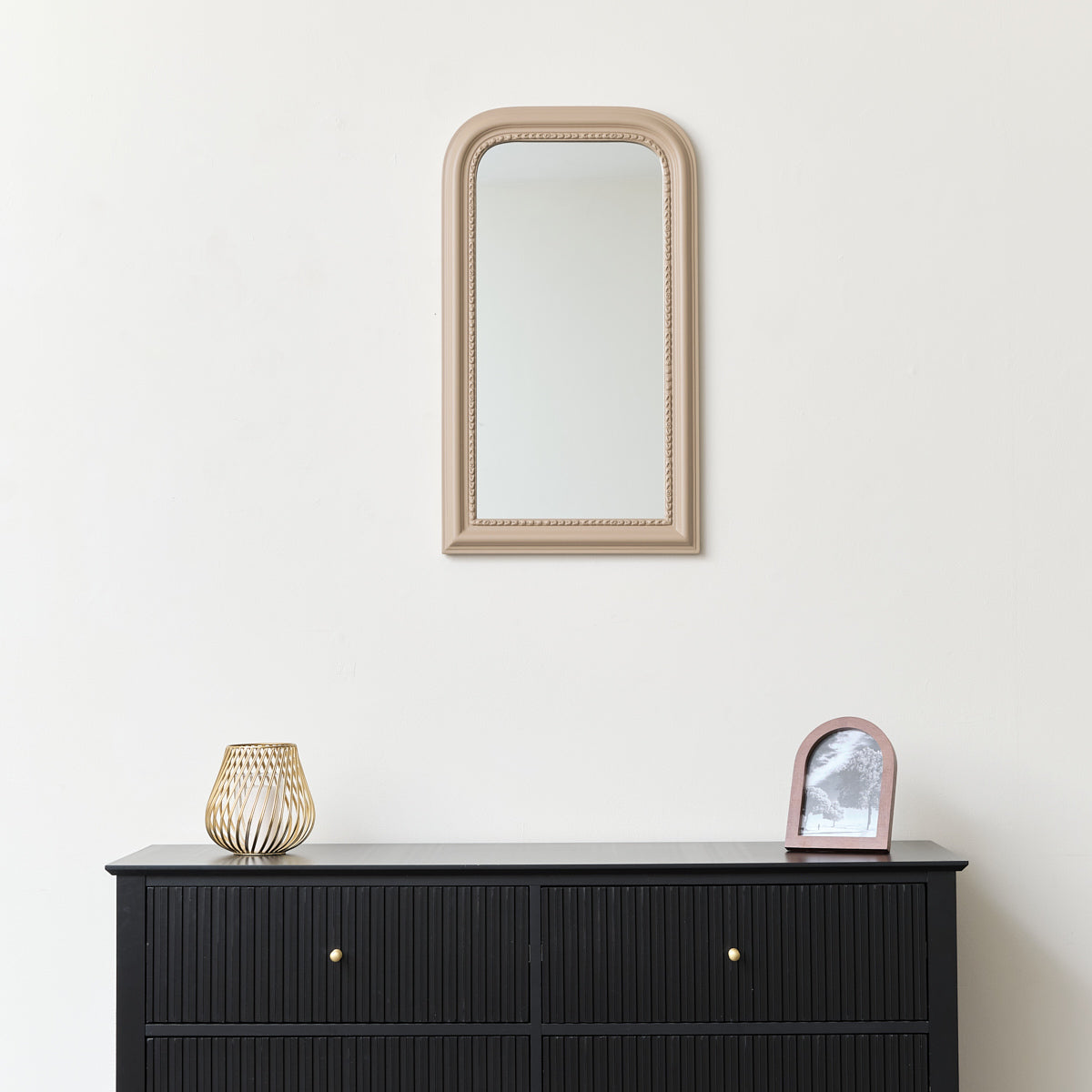 Taupe Grey Arch Wall Mirror 70cm x 40cm