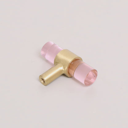 Gold & Pink Acrylic T-Bar Shaped Drawer Handle