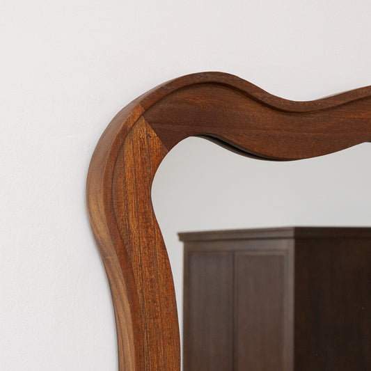  Large Natural Wood Wavy Edge Wall Mounted Mirror - 60cm x 80cm 