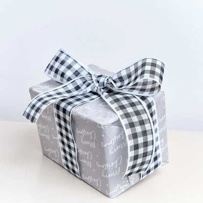 Large Black & White Checked Ribbon Garland - 270cm