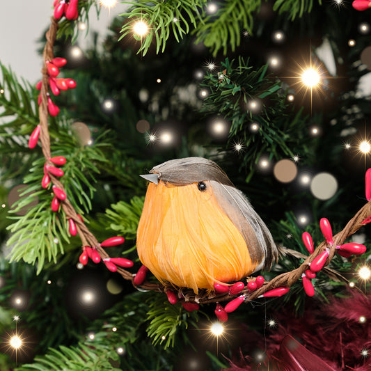  Large Round Robin Wreath Hanging Decoration - 20cm 