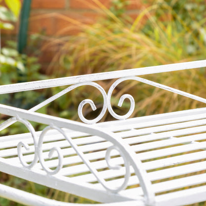 Rectangular Cream Metal Garden Side Table - 72cm x 52.5cm